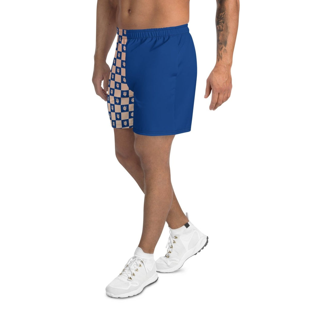 Blue Checkered Athletic Shorts- - Baht