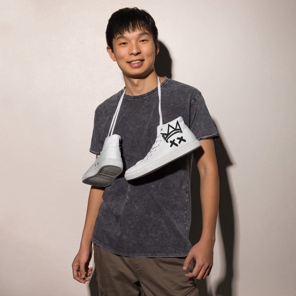 Crown high top canvas shoes- - Baht