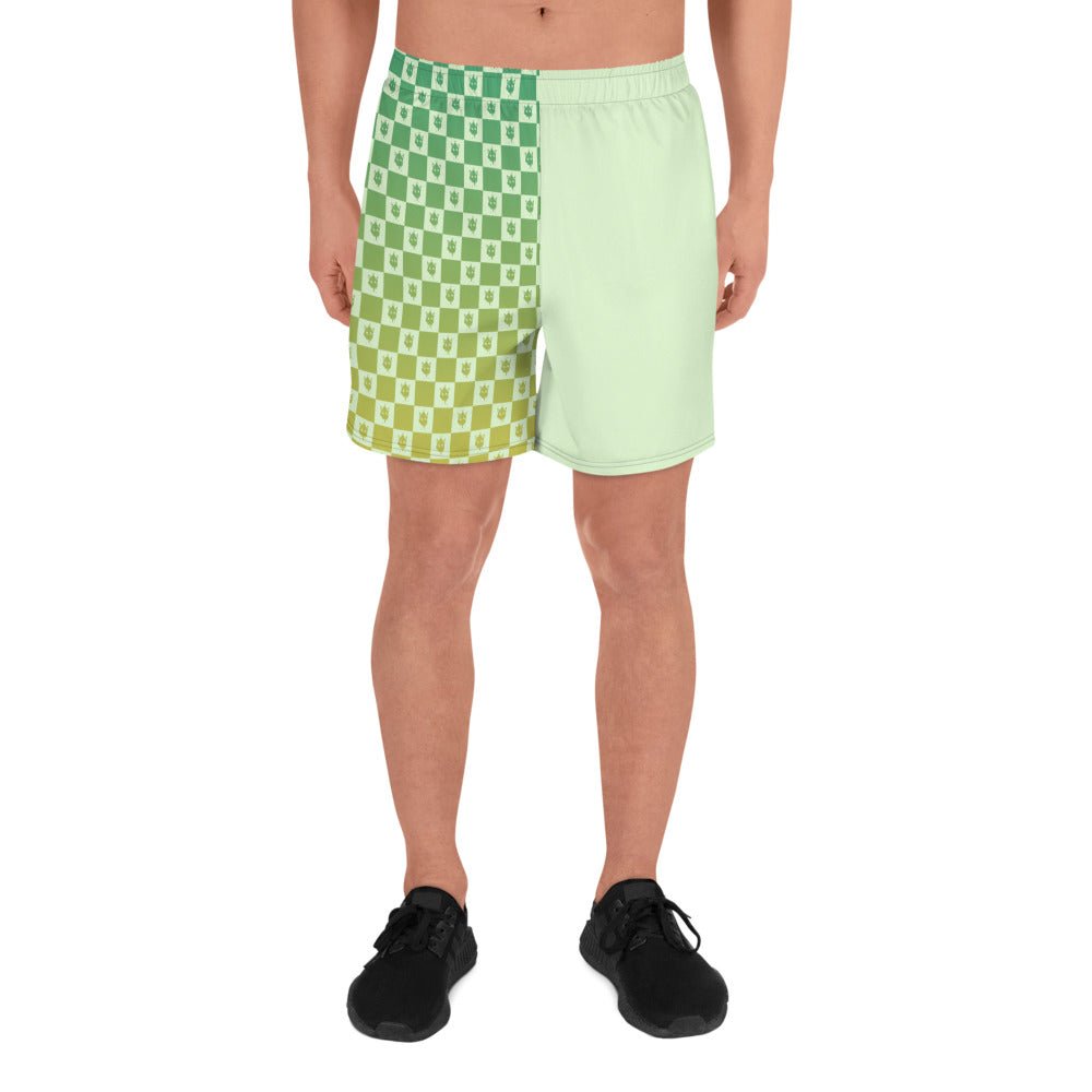 Green Checkered Athletic Shorts- - Baht
