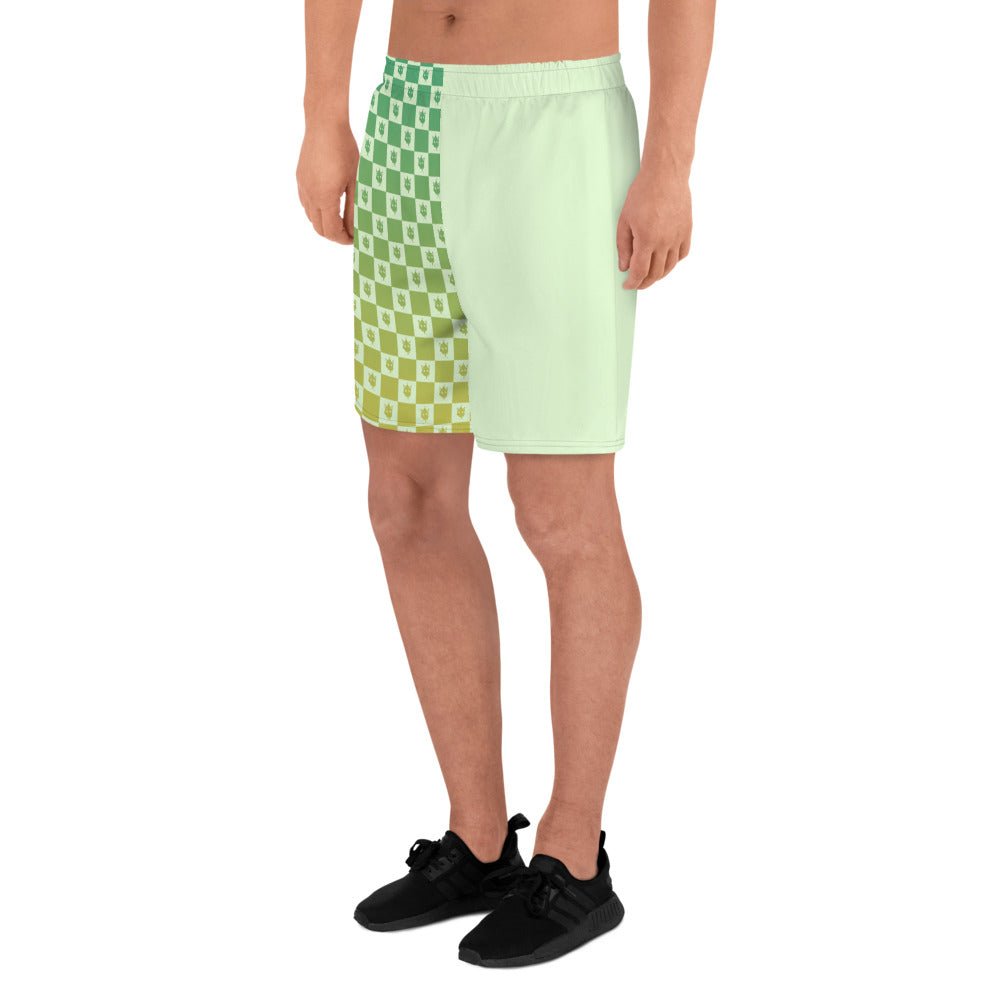 Green Checkered Athletic Shorts- - Baht