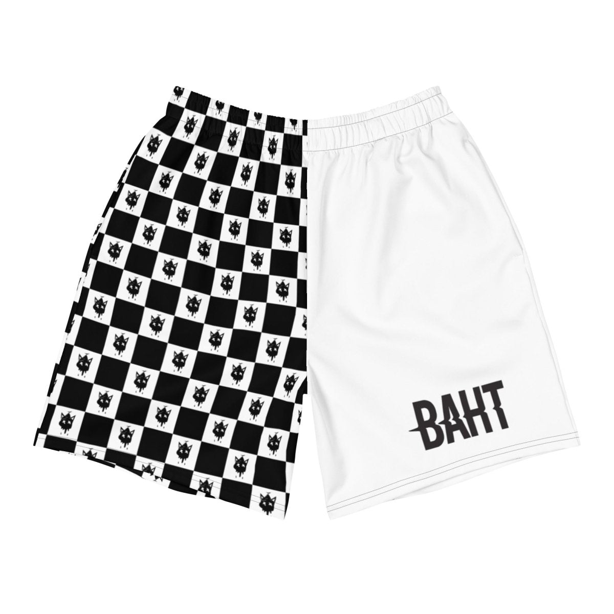 White Checkered Athletic Shorts- - Baht
